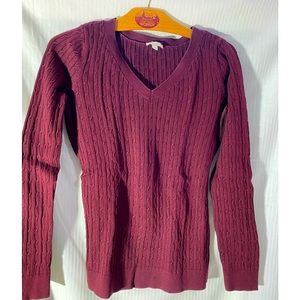 Talbots v neck, cable sweater